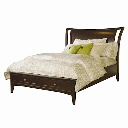 King-Size Platform Bed with Sleigh Headboard & Storage Footboard